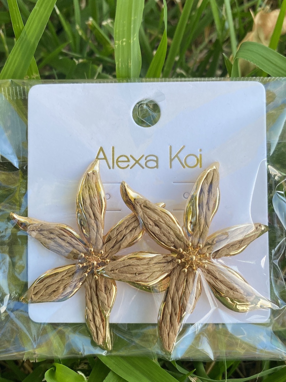Alexa Koi Gold Floral Statement Earrings